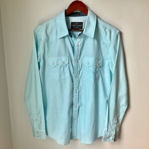 Men’s Sky blue Snap front Cody James westernwear Shirt wester boho cowgirl beach
